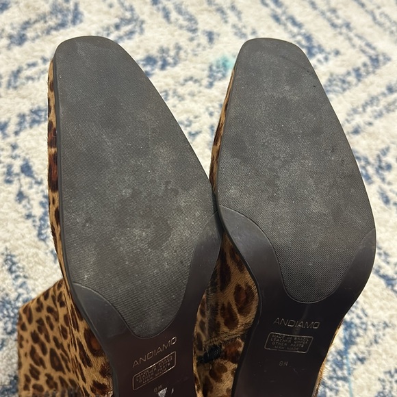 90’s Y2K Animal Print Square Toe Heel Boots Leather Shoes Size 8 - Picture 5 of 16